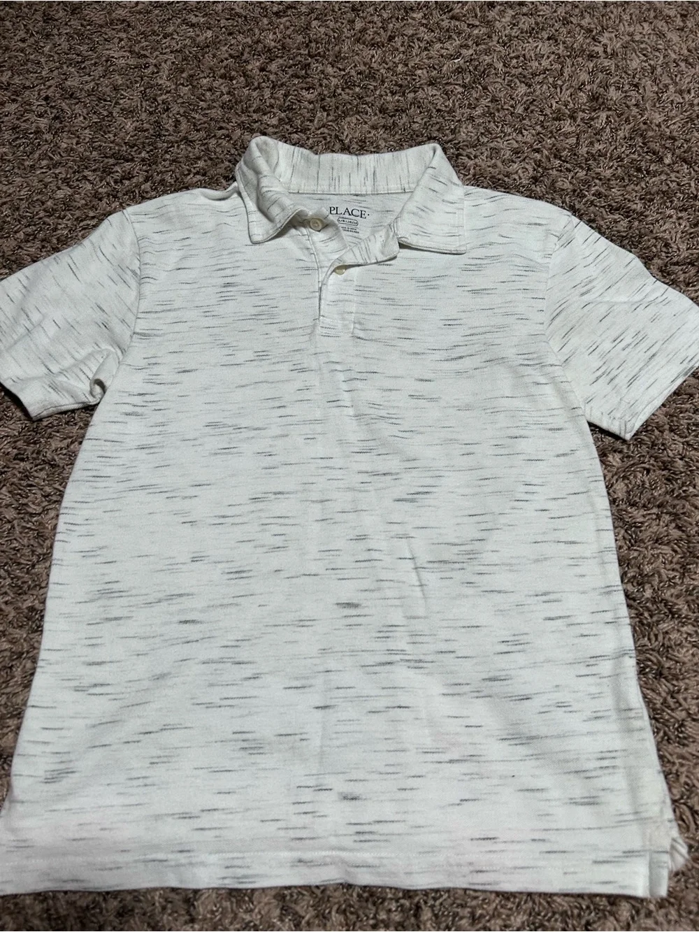 The Children's Place White Heather Polo with Gray Flecks